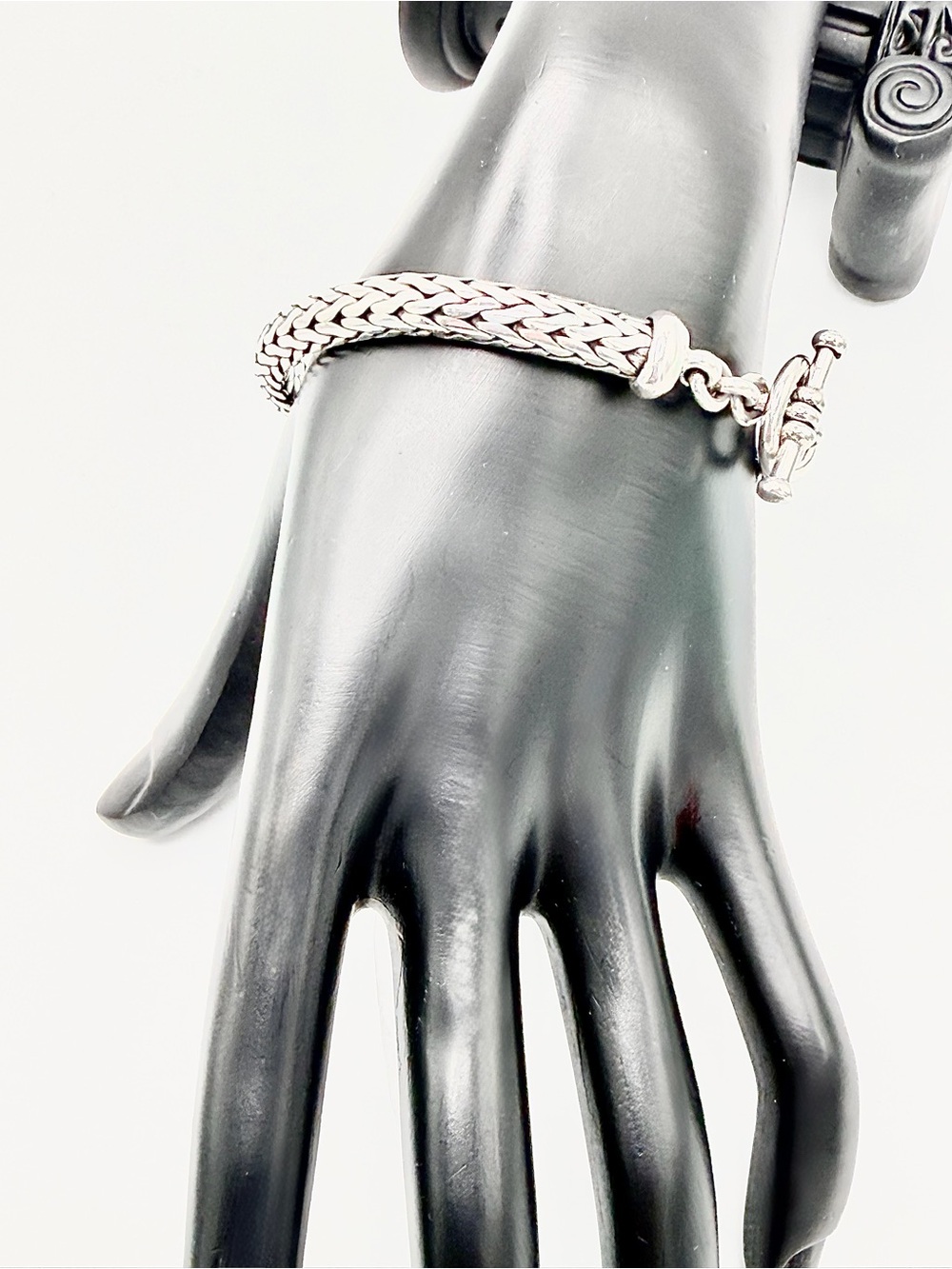 Vintage Heavy Unisex Sterling Silver Thick Python Link Toggle Clasp Bracelet - Picture 5 of 16